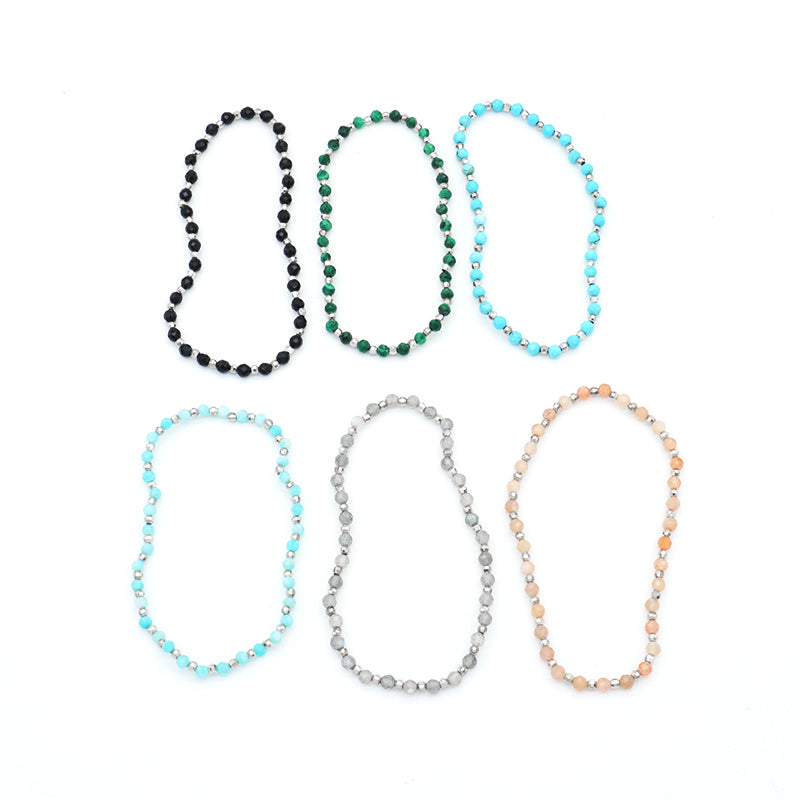 Custom Wholesale Handmade women girls kids OEM Various natural stone Beaded bracelets Bangle 925 silver beads bracelet jewelry