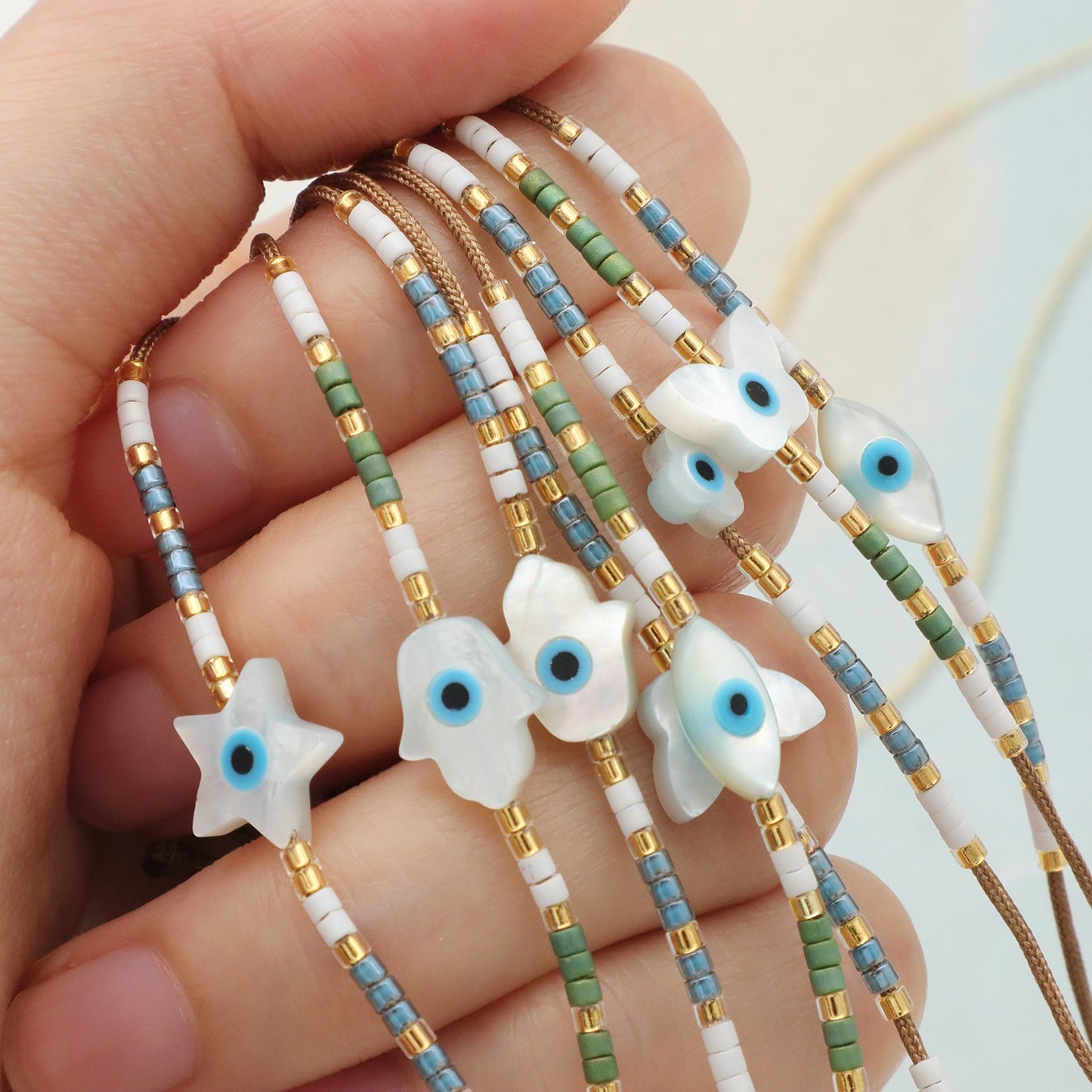 Various Custom Butterfly Flower Heart Eye Shell Charm Miyuki bracelet Jewelry Handmade Ajustable miyuki bead evil eyes bracelet