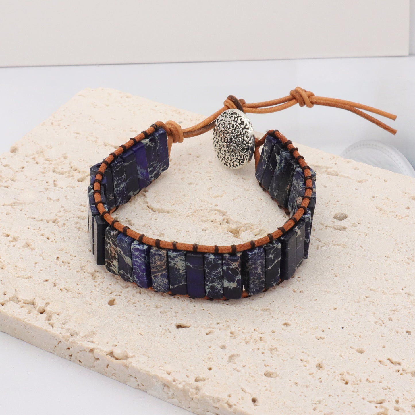Personality Custom Natural Stone Jewelry Bracelet Bangle Ajustable Handmade Braided Rope Natural Stone Bracelet for Women
