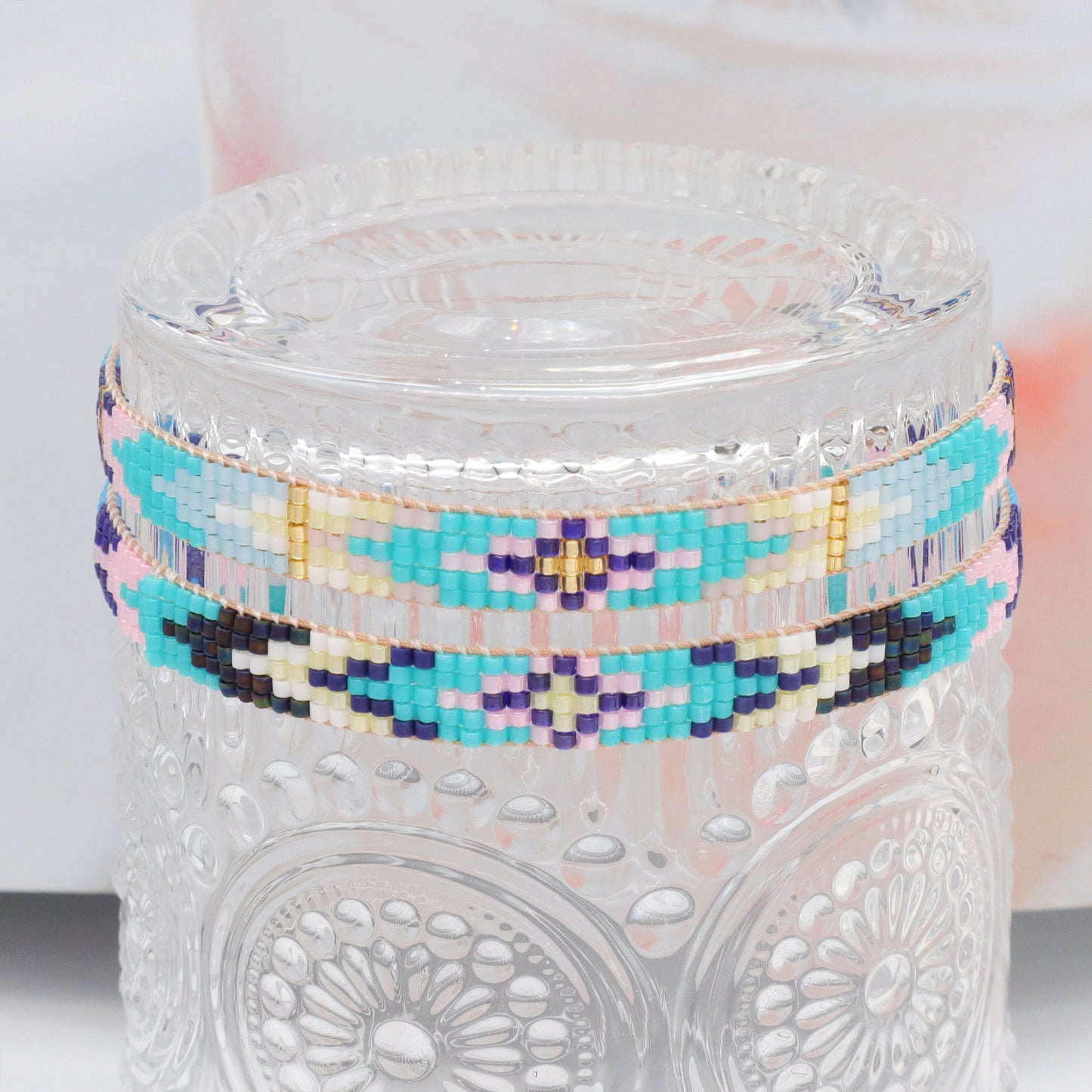 Handmade Custom Pink Blue Purple Miyuki Seed Beads bracelet bangle adjustable Colorful Woven Miyuki Bracelet jewelry for Women