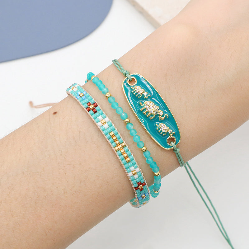 Handmade Custom Jewelry Boho adjustable Colorful Woven Cross Flower Japanese Beads Miyuki bangle bracelet for Women