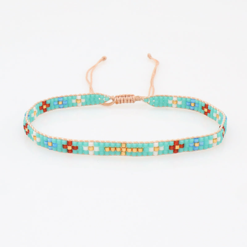 Handmade Custom Jewelry Boho adjustable Colorful Woven Cross Flower Japanese Beads Miyuki bangle bracelet for Women