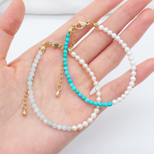Custom Wholesale Handmade natural stone Bracelets Bangle jewelry fresh water pearl beaded bracelet For Women Girls kids