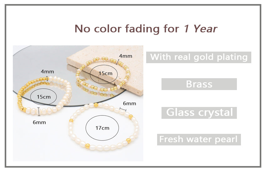 Handmade Ladies Jewelry Custom Glass Crystal Gold Plated beaded Bracelets freshwater natural pearl bracelet