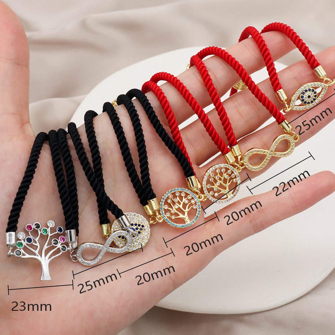 Wholesale Fashion Women Jewelry Factory Custom CZ Ajustable Gold Plated family Tree Turkish Evil eyes Charm bracelet