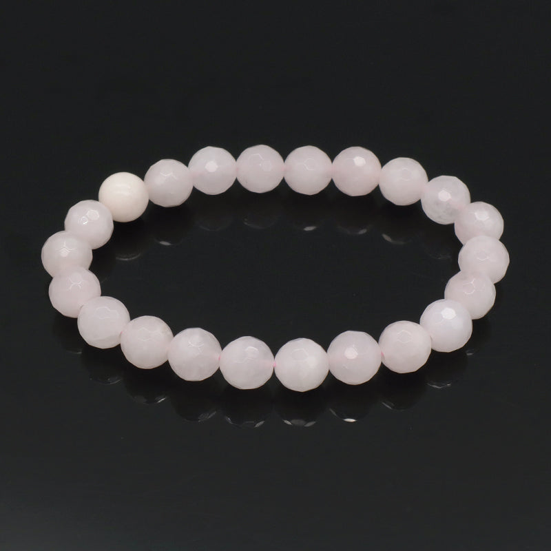8mm Elastic Natural Stone Beads Custom Women Men Gift OEM Handmade Faceted White Howlite Green Aventurine Pink Quartz Bracelet