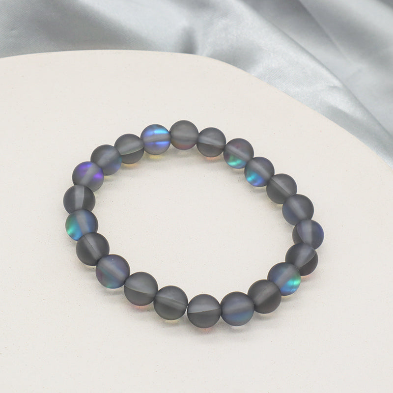 Fashion Women Jewelry China Factory Wholesale Custom OEM Elastic Natural Stone Beads Handmade 8mm Synthetic Moonstone Bracelet