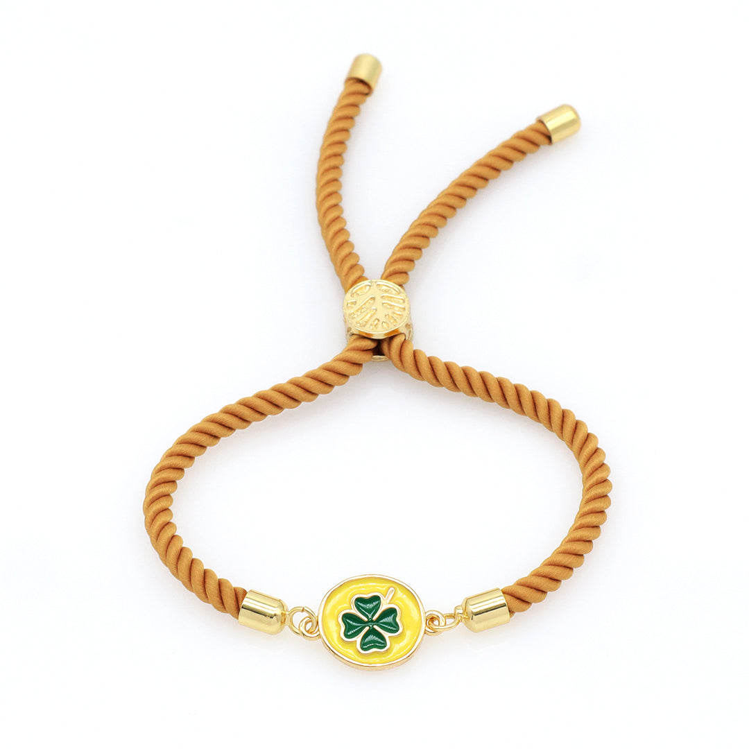 Summer Girl Wholesale Factory Custom Ajustable Gold Plated Enamel Strawberry Flower Duck Four-leaf Clover Lucky Charm bracelet