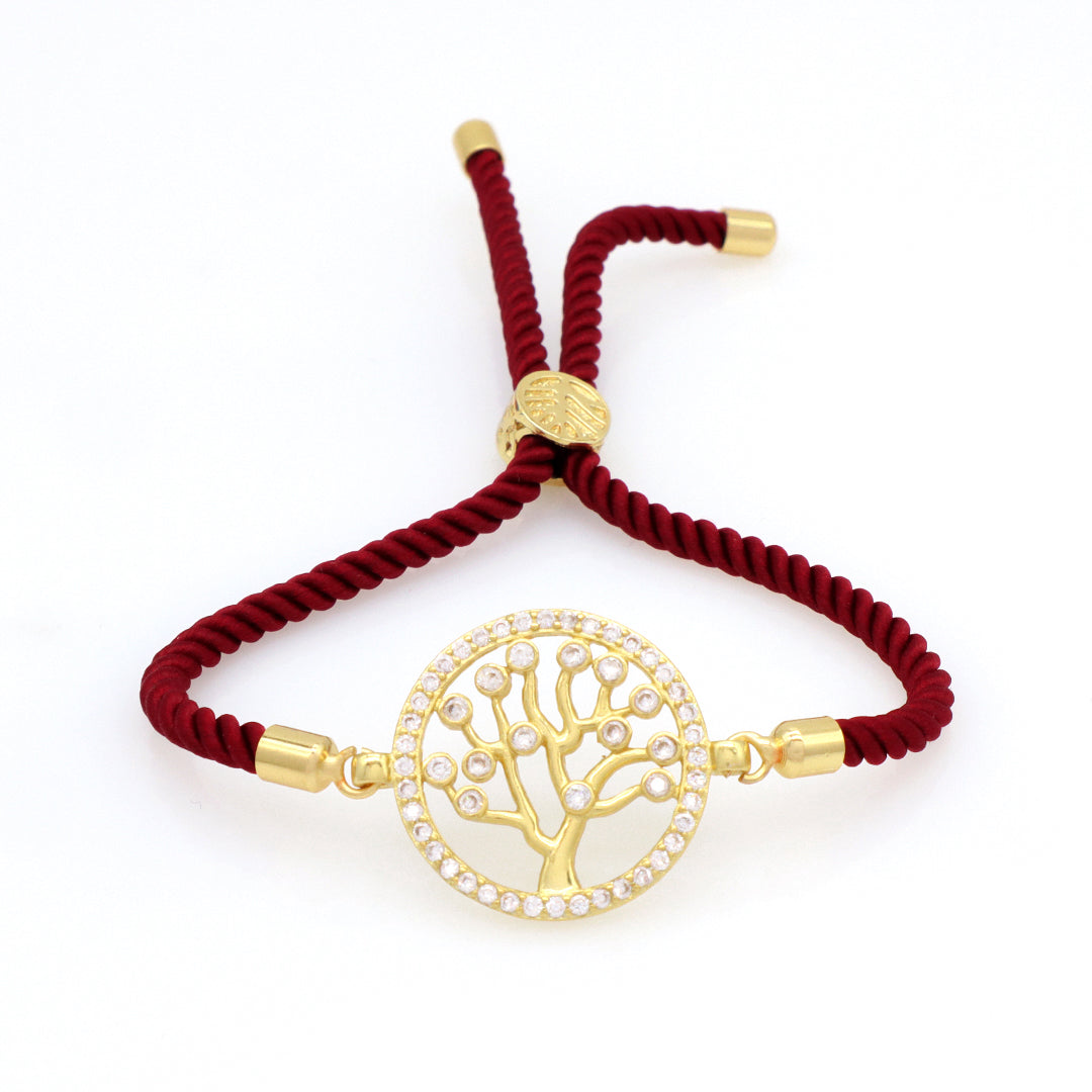 Ajustable Round Star family tree religion Charm Bracelet Wholesale Factory Custom Gold Plated CZ life tree bracelet for Women
