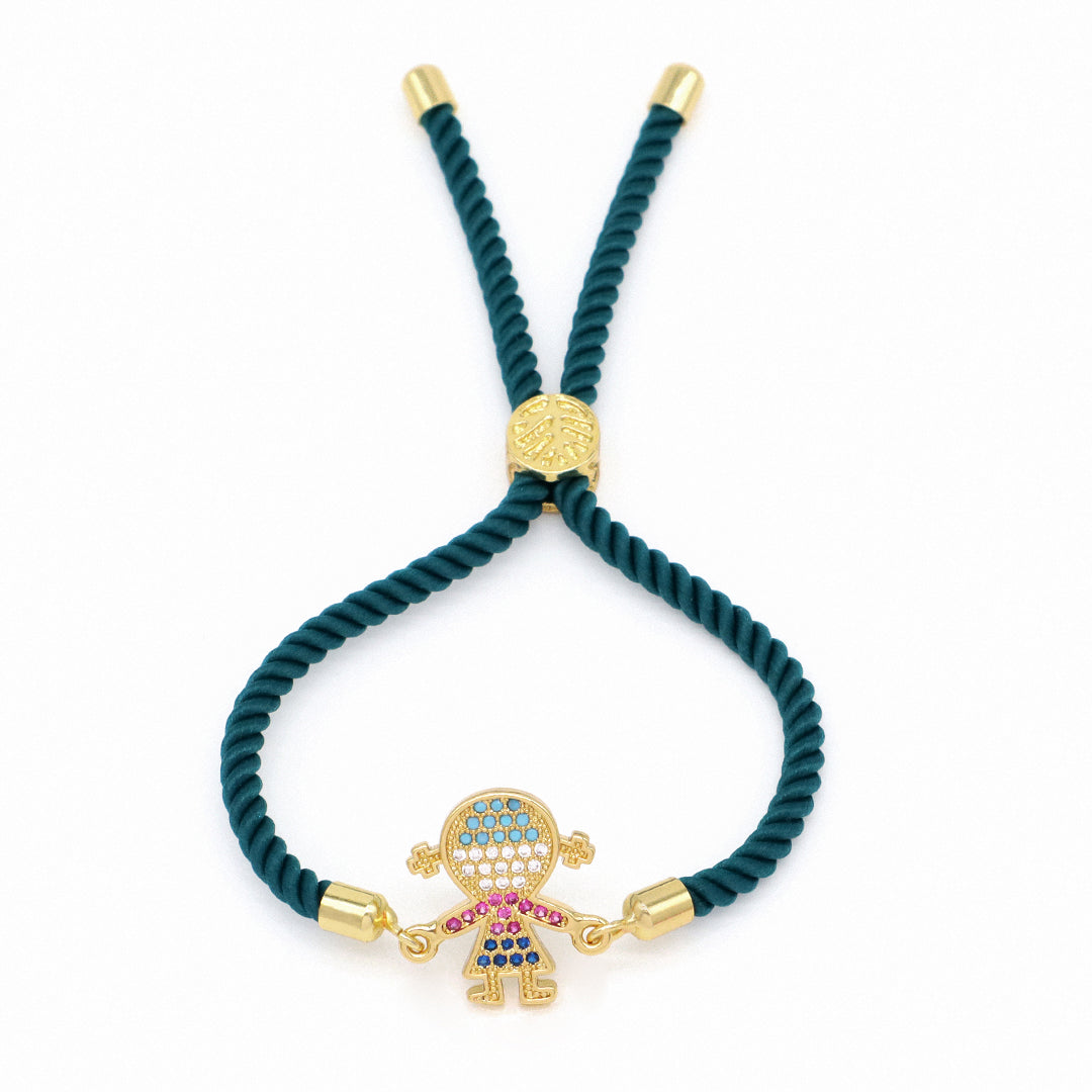 Wholesale Custom Factory Ajustable Rope Little Boys Girls Family Charm Jewelry CZ Gold Plated villain bracelet for Women Gift