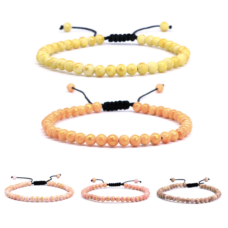 Wholesale New Fashion Custom Handmade Woven Natural Small Cute 4mm Colorful Jade Beads Macrame Adjustable Bracelet For Women