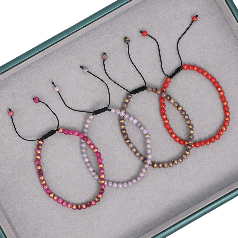 Adjustable Handmade OEM Factory Manufacture Custom 4mm Natural Colorful Jade Beads Woven Friendship Macrame Women Men Bracelet