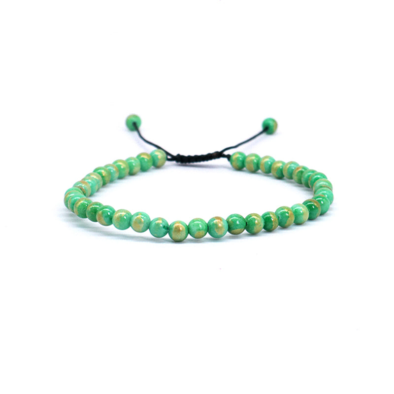 New Bulk Sale Fashion Handmade Customized Adjustable 4mm Natural Colorful Jade Beads Cord Braided Macrame Bracelet For Women Men