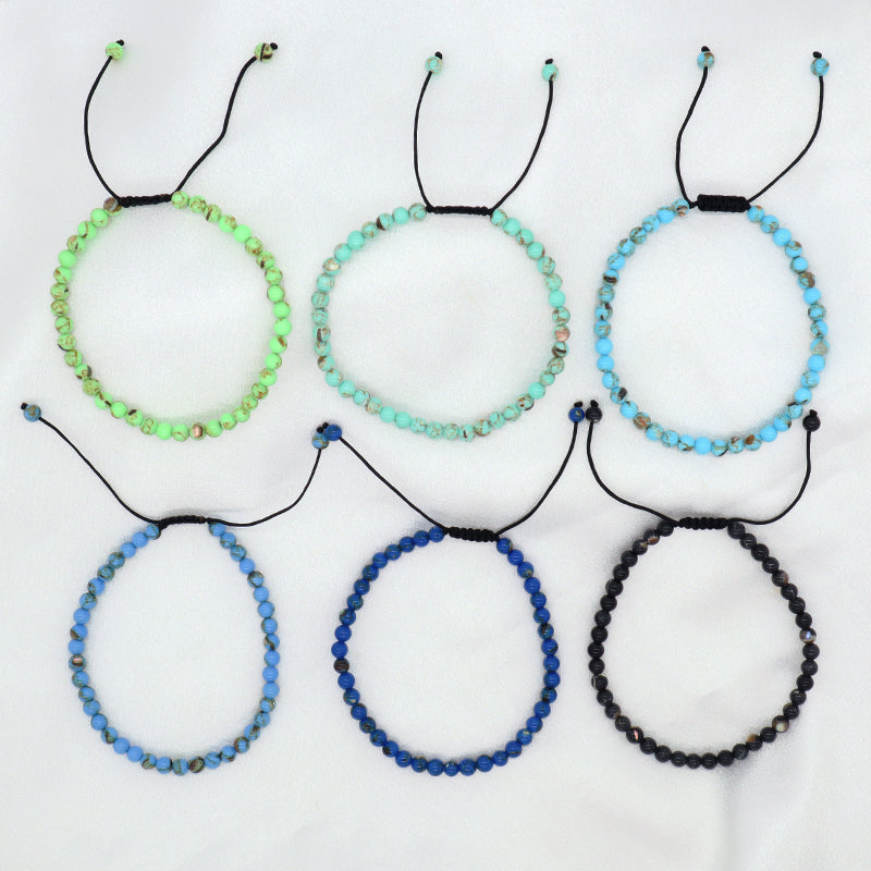 Custom Fashion Jewelry Adjustable Women Men Handmade Cord Braided 4mm Natural Colorful Jade Beads Macrame Friendship Bracelet