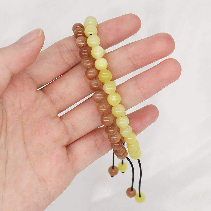 Wholesale Handmade 6mm Lemon Jade Beads Bracelet Natural Colorful Jade Chakra Strand Macrame Adjustable Bracelets For Women