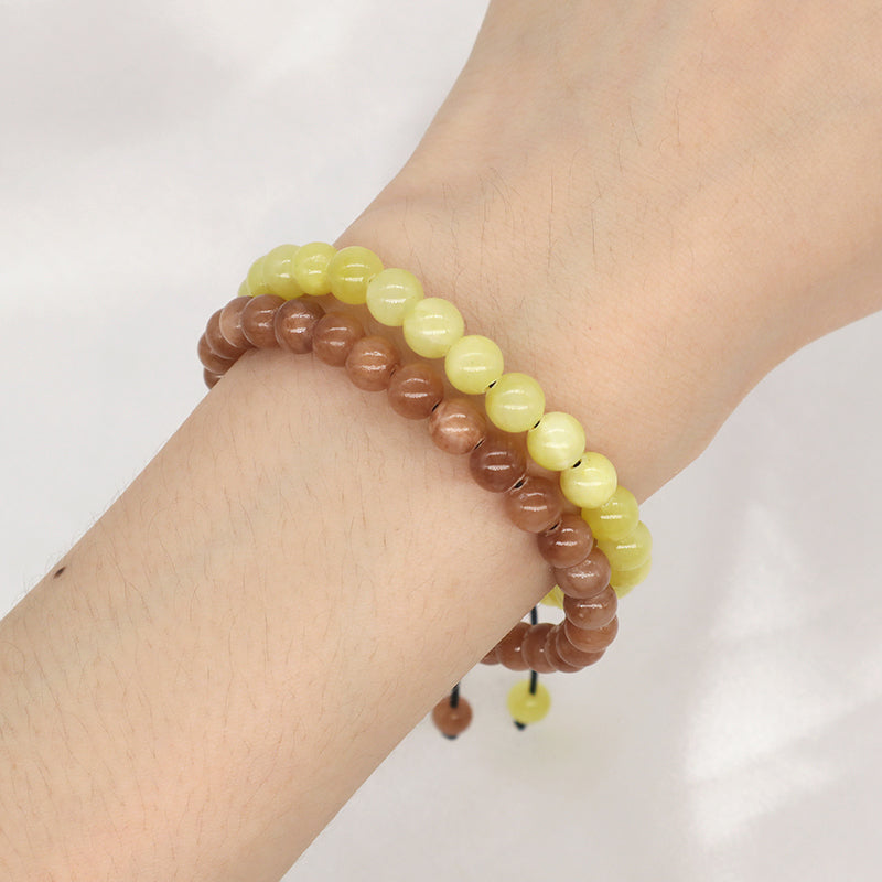 Wholesale Handmade 6mm Lemon Jade Beads Bracelet Natural Colorful Jade Chakra Strand Macrame Adjustable Bracelets For Women