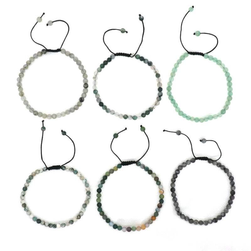 New Design Wholesale Gemstone Jewelry Indian Agate Moss Agate Beads Natural Stone Handmade Custom Macrame Bracelet For Women