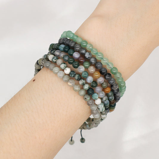 New Design Wholesale Gemstone Jewelry Indian Agate Moss Agate Beads Natural Stone Handmade Custom Macrame Bracelet For Women