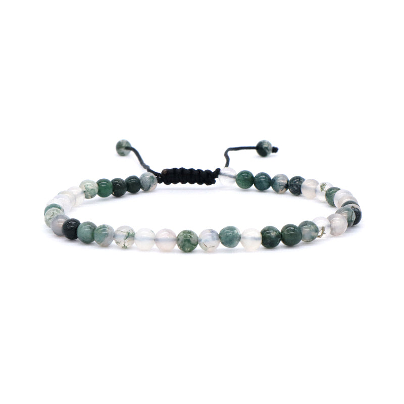 New Design Wholesale Gemstone Jewelry Indian Agate Moss Agate Beads Natural Stone Handmade Custom Macrame Bracelet For Women