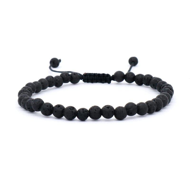 Wholesale Handmade Custom 4mm Gemstone Black Onyx Beads Bracelet Natural Woven Macrame black lava stone Bracelet For Women Men