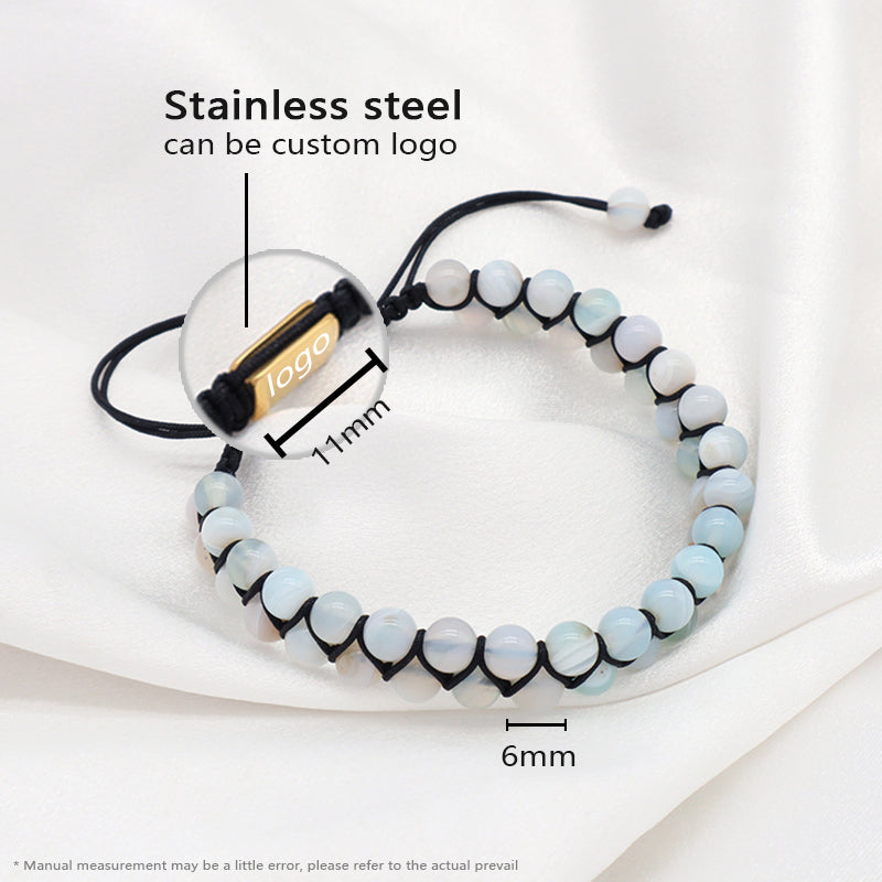 Fashion Classic Design Natural Stone Handmade Woven Cord Custom 6mm Colorful Jade Beads Double Layer Macrame Friendship Bracelet
