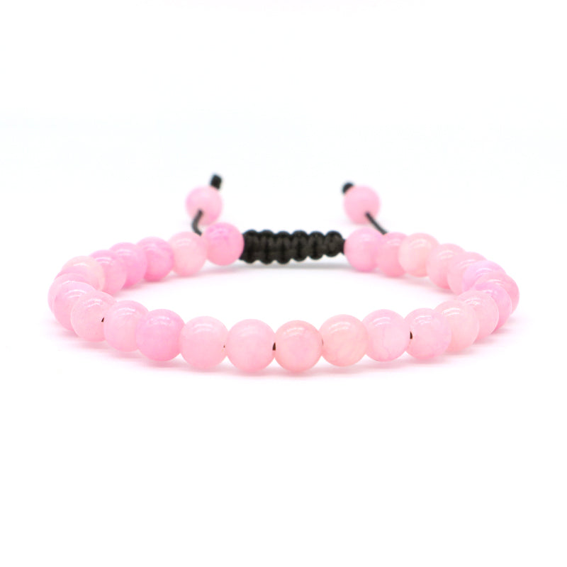 Good Quality Wholesale New Fashion Braided Cord Pink 6mm Natural Colorful Jade Beads Macrame Adjustable Bracelet For Women