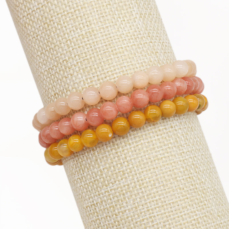Pink Ladies Wholesale Customized New Fashion Braided Cord 6mm Natural Colorful Jade Beads Handmade Adjustable Macrame Bracelet