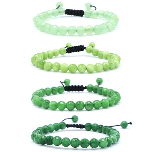 Custom Fashionable Woven Braided Friendship Macrame Handmade Ajustable 6mm Natural Colorful Jade Beads Bracelet For Women Man