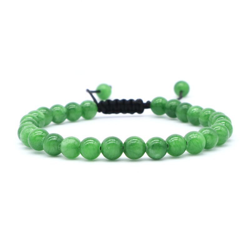 Custom Fashionable Woven Braided Friendship Macrame Handmade Ajustable 6mm Natural Colorful Jade Beads Bracelet For Women Man