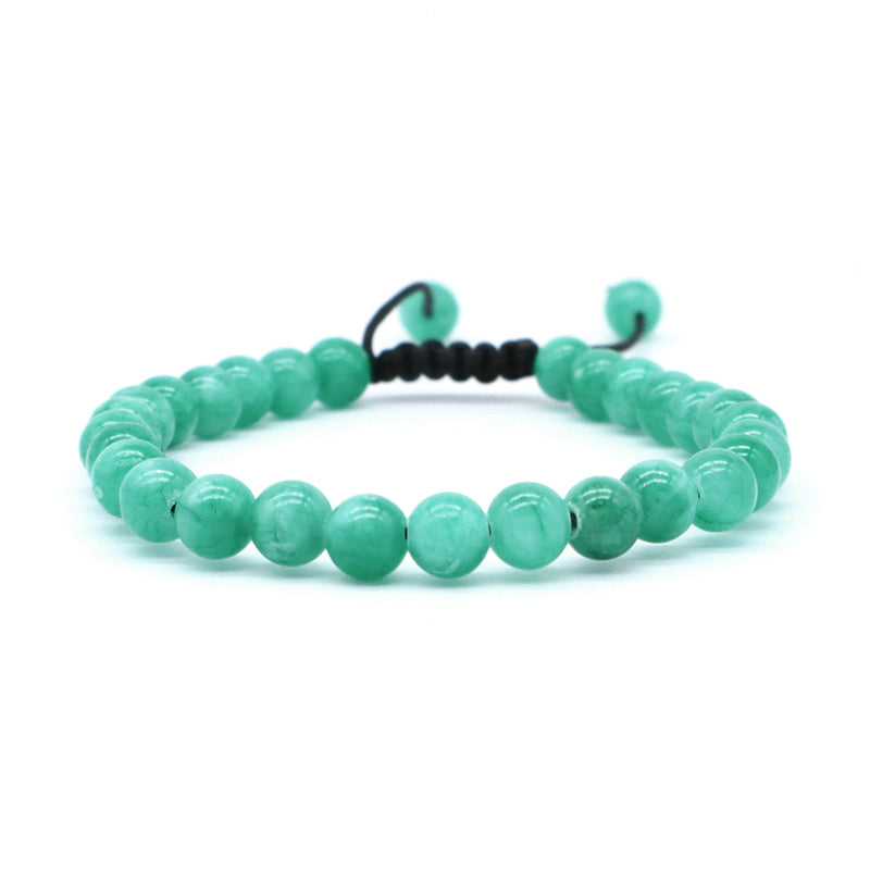 6mm Natural Colorful Jade Beads Jewelry Custom Fashion Handmade Ajustable Woven Braided Friendship Macrame Bracelet Women Men