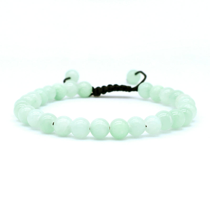 Custom Jewelry Women Men Fashion Ajustable Woven Braided Friendship Handmade Macrame 6mm Natural Colorful Jade Beads Bracelet