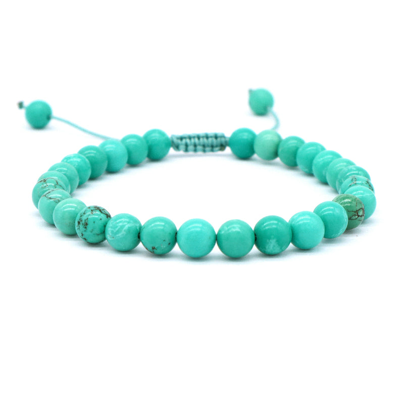 Custom Classic Trendy Jewelry 6mm Natural Stone Beads Friendship Women Men Ajustable Handmade Macrame Turquoise Lava Bracelet