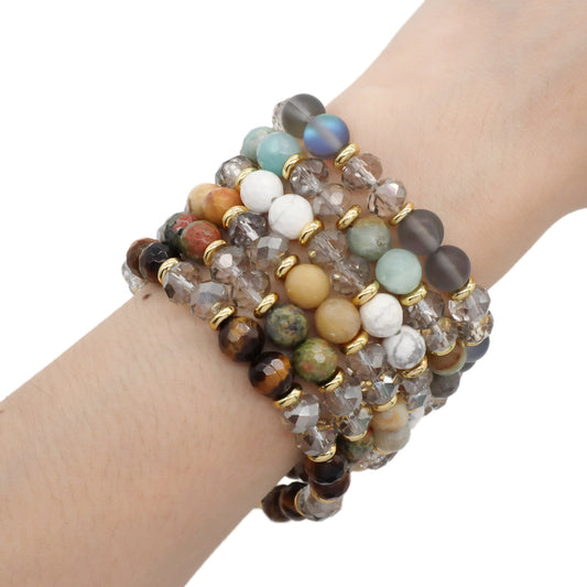 OEM China Factory Wholesale Custom Manufacture Various Elastic Gemstone Healing Energy Glass Crystal Natural Stone Bead Bracelet