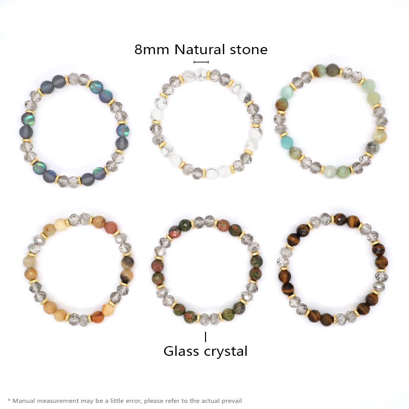 OEM China Factory Wholesale Custom Manufacture Various Elastic Gemstone Healing Energy Glass Crystal Natural Stone Bead Bracelet