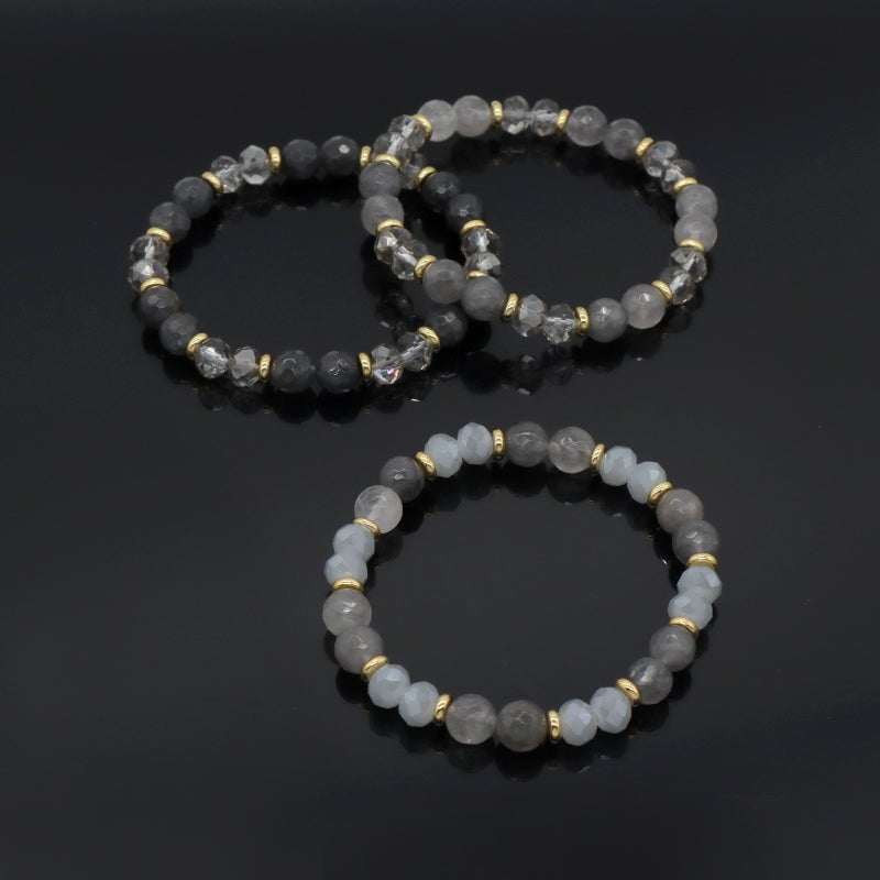 Manufacture OEM China Factory Wholesale Fashion Custom Gemstone Elastic Healing Energy Glass Crystal Bead Natural Stone Bracelet