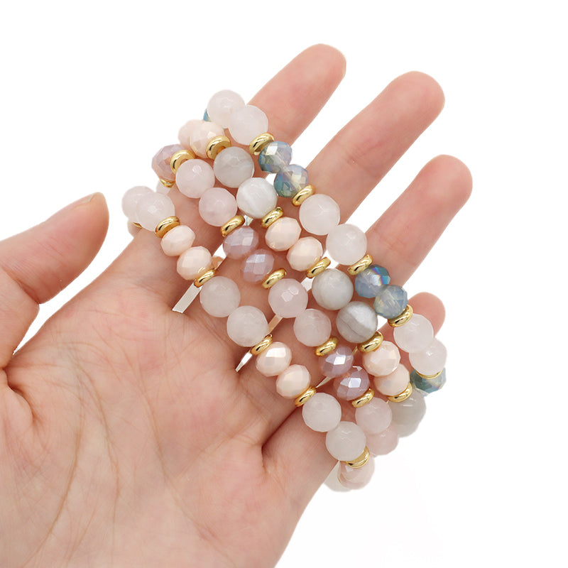 Custom Manufacture OEM Factory Handmade Wholesale Stretch Gemstone Bead Healing Energy Glass Crystal Natural Stone Bracelet