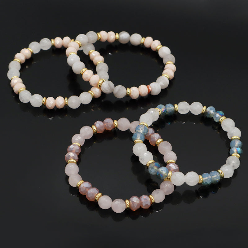 Custom Manufacture OEM Factory Handmade Wholesale Stretch Gemstone Bead Healing Energy Glass Crystal Natural Stone Bracelet