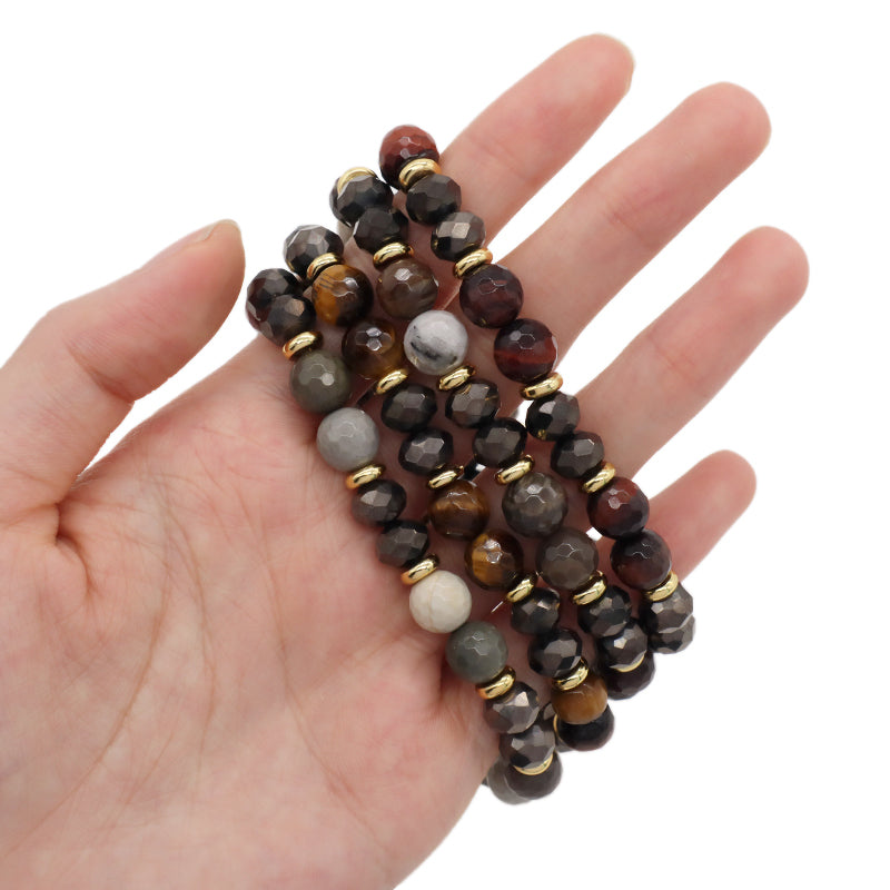 Factory OEM Wholesale Handmade Women Stretch 8mm Natural Stone Energy Jewelry Custom Healing Semi-preciuos Stone Beads Bracelet