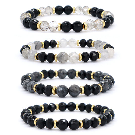 Custom OEM Handmade Healing Semi-preciuos Stone Beads Jewelry Wholesale 8mm Energy Glass Crystal Natural Stone Stretch Bracelet