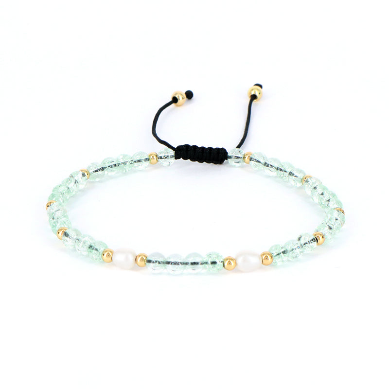Wholesale Freshwater Pearl Custom Friendship Handmade Ajustable Gemstone Woven Macrame 4mm Natural Stone Beaded Women Bracelet