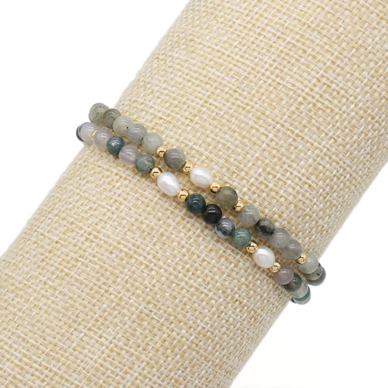 Friendship Wholesale Custom Handmade Freshwater Pearl Gemstone Natural Stone Beads Woven Ajustable Macrame Bracelet For Women