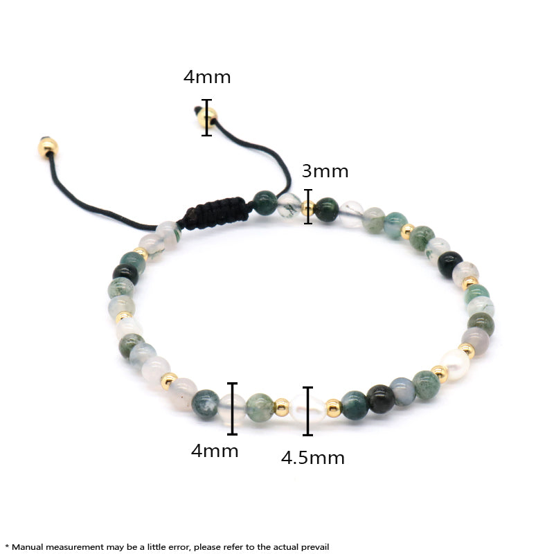Friendship Wholesale Custom Handmade Freshwater Pearl Gemstone Natural Stone Beads Woven Ajustable Macrame Bracelet For Women