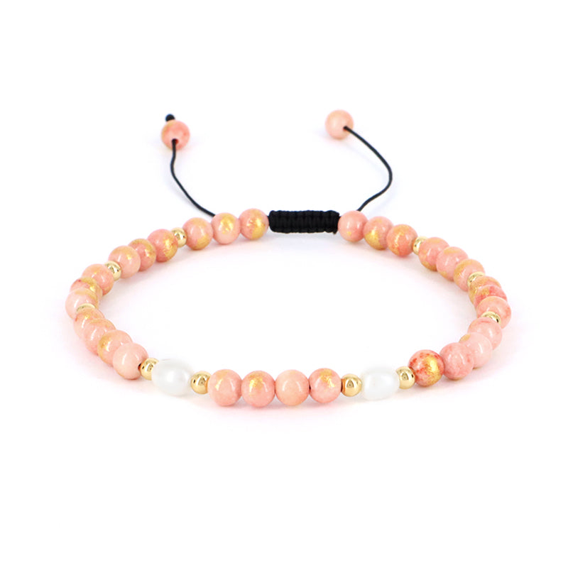 Healing Wholesale Customized Handmade Freshwater Pearl Gemstone 4.5mm Natural Stone Beads Ajustable Macrame Women Woven Bracelet