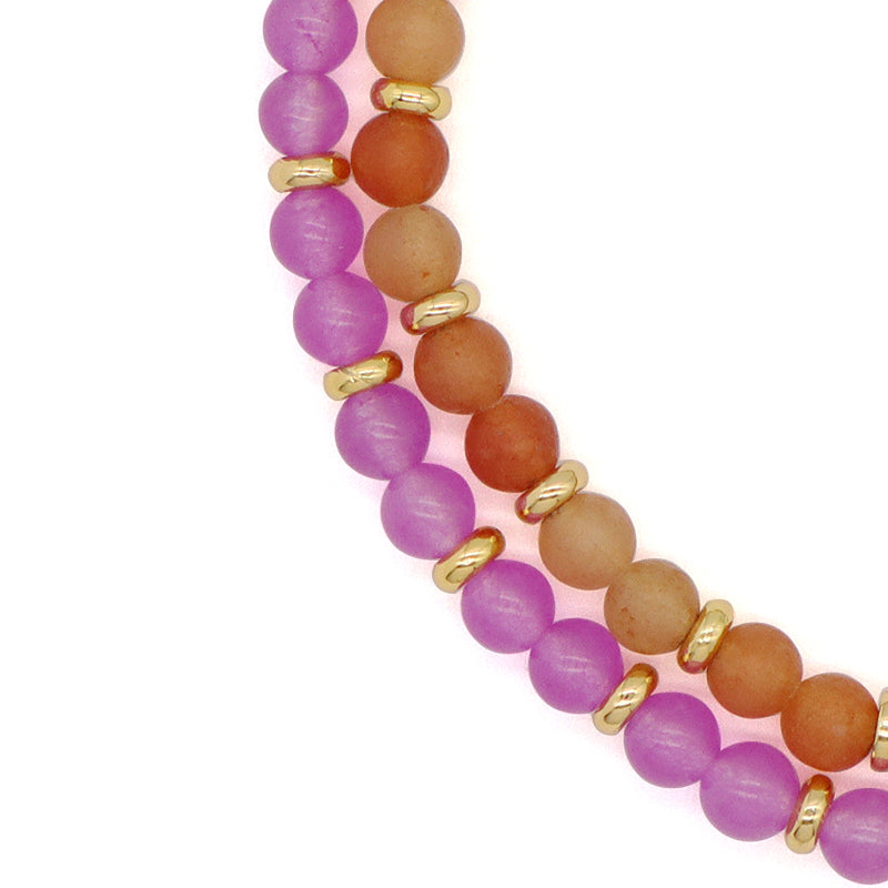 Custom 4mm Gemstone Natural Stone Beads Gold Plated Brass Charm Woven Cord Handmade Ajustable Macrame Knot Bracelet For Women