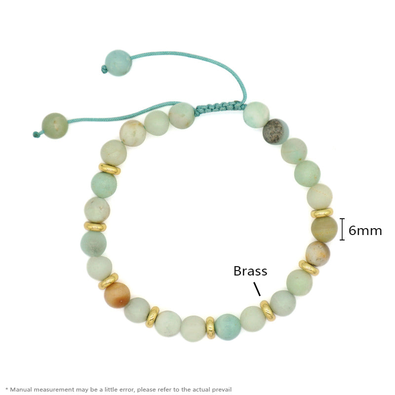 Wholesale 6mm Round Natural Stone Beads Gemstone Handmade Custom Women Gold Plated Charm Ajustable Woven Cord Macrame Bracelet
