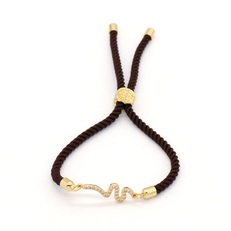 Manufacture Handmade Gift OEM China Factory Wholesale Custom Ajustable Rope CZ Gold Plated Snake Owl Charm Bracelet for Women
