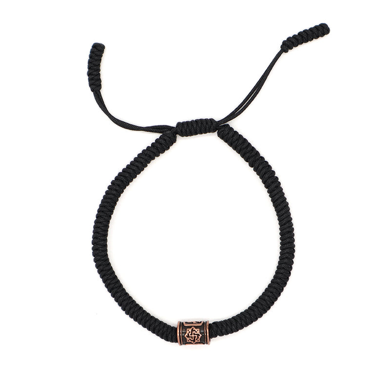 Custom Handmade Friendship Wholesale OEM Jewelry Antique copper Plane Charm Ajustable Black Rope Woven Bracelet For Women Men