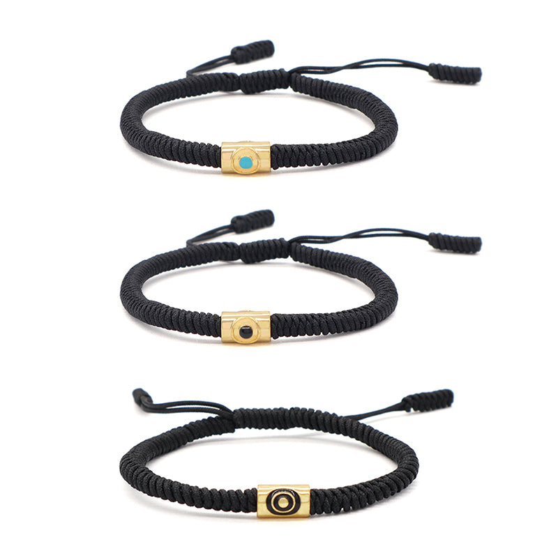 Wholesale Custom Handmade Friendship OEM Women Men Jewelry Ajustable Rope Gold Plated Enamel Connector Charm Woven Bracelet
