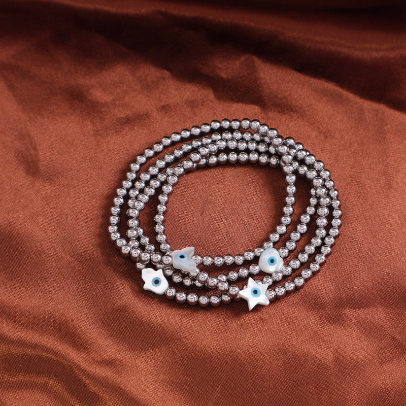Handmade OEM Wholesale Fashion Customized Factory Stainless Steel Beads Star Hand Butterfly Love Heart Shell Charm Bracelet For Women Gift