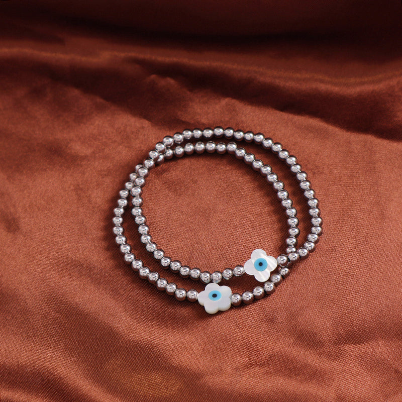 OEM Wholesale OEM China Factory Fashion Custom Handmade Stainless Steel Beads Flower Shell Charm Bracelet For Teen Girl Women